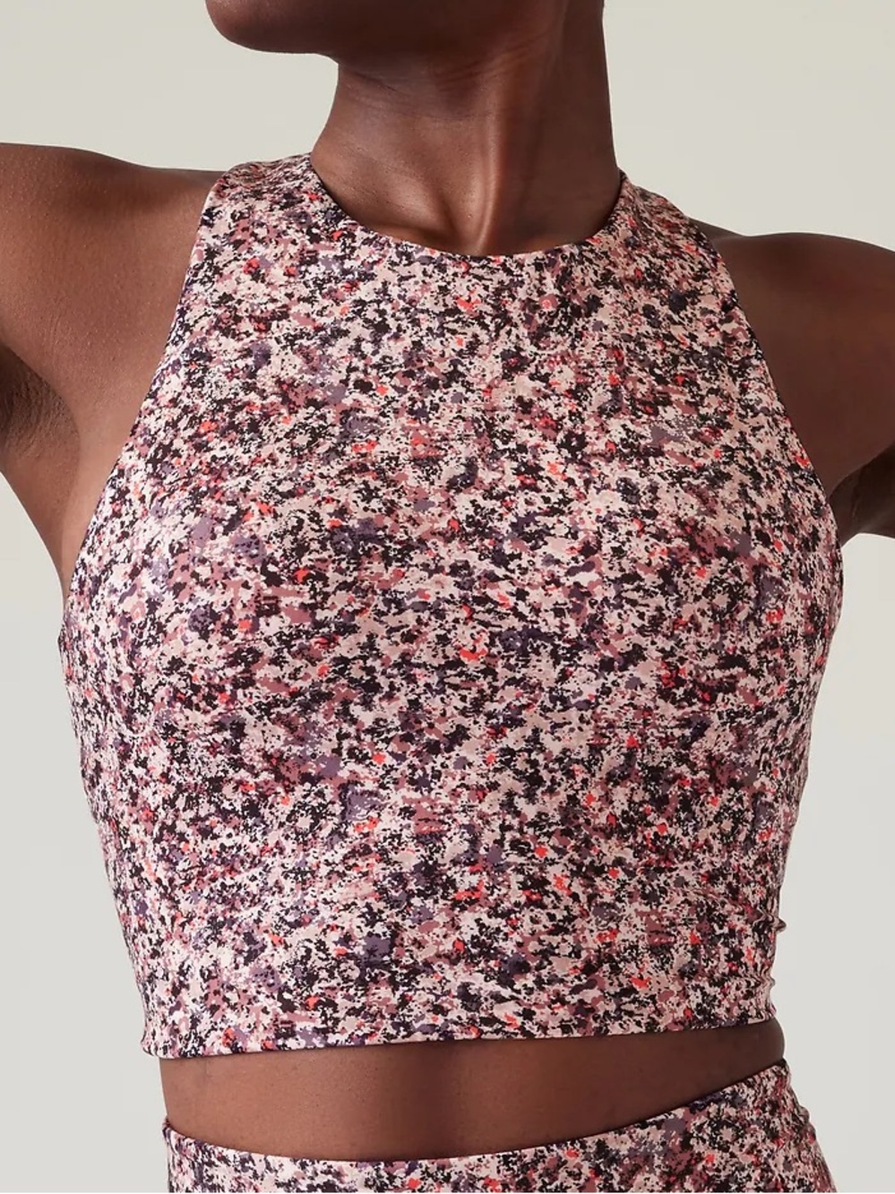 Athleta Conscious Crop Printed Tank Top Sports Bra Pink Size XS